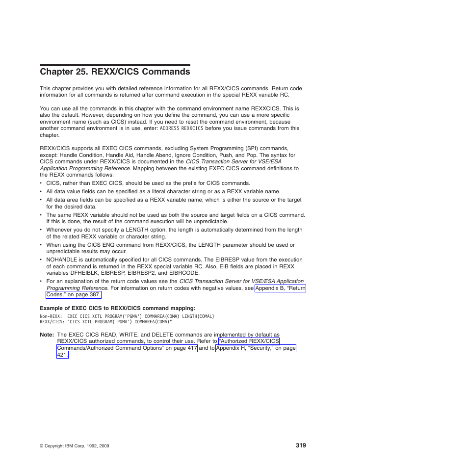 Chapter 25. rexx/cics commands, Chapter 25, “rexx/cics commands | IBM SC34-5764-01 User Manual | Page 341 / 481