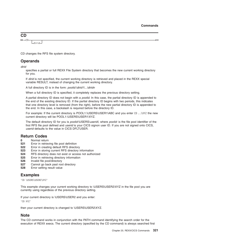 Operands, Return codes, Examples | Note, Operands return codes examples note | IBM SC34-5764-01 User Manual | Page 343 / 481