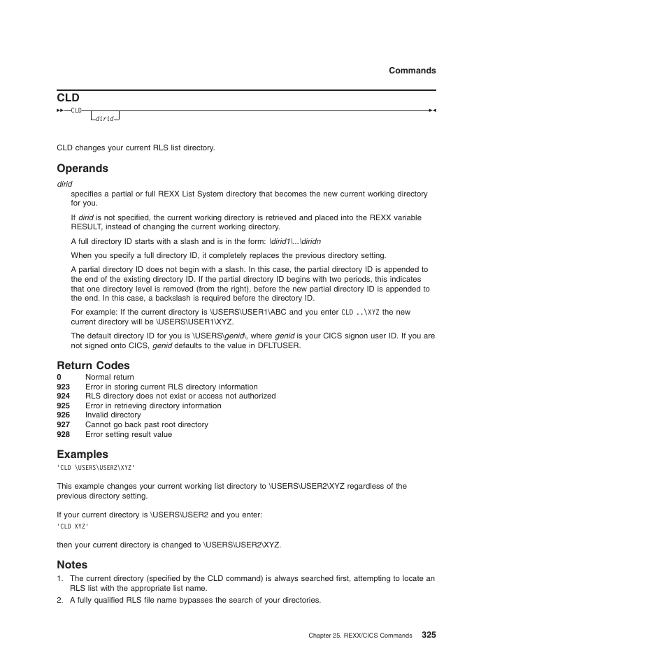 Operands, Return codes, Examples | Notes, Operands return codes examples notes | IBM SC34-5764-01 User Manual | Page 347 / 481