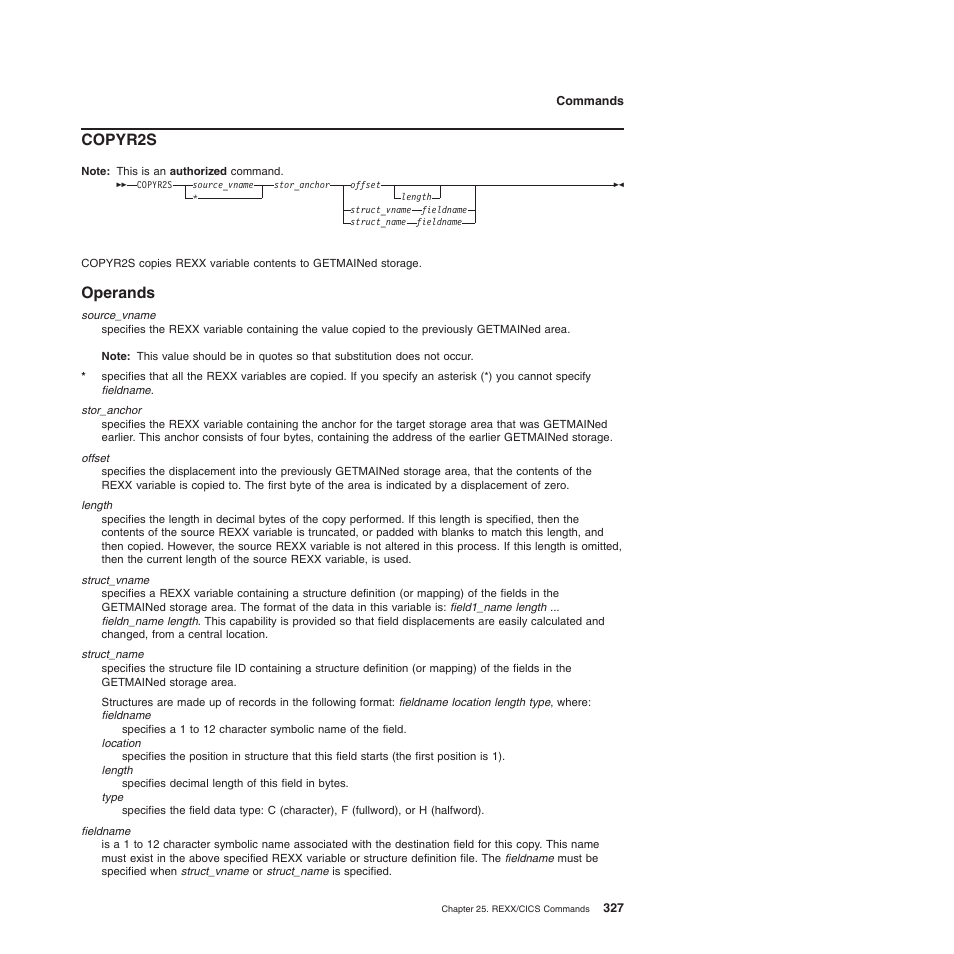 Copyr2s, Operands | IBM SC34-5764-01 User Manual | Page 349 / 481