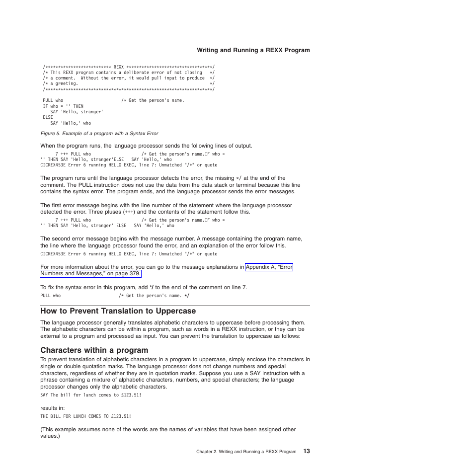 How to prevent translation to uppercase, Characters within a program | IBM SC34-5764-01 User Manual | Page 35 / 481