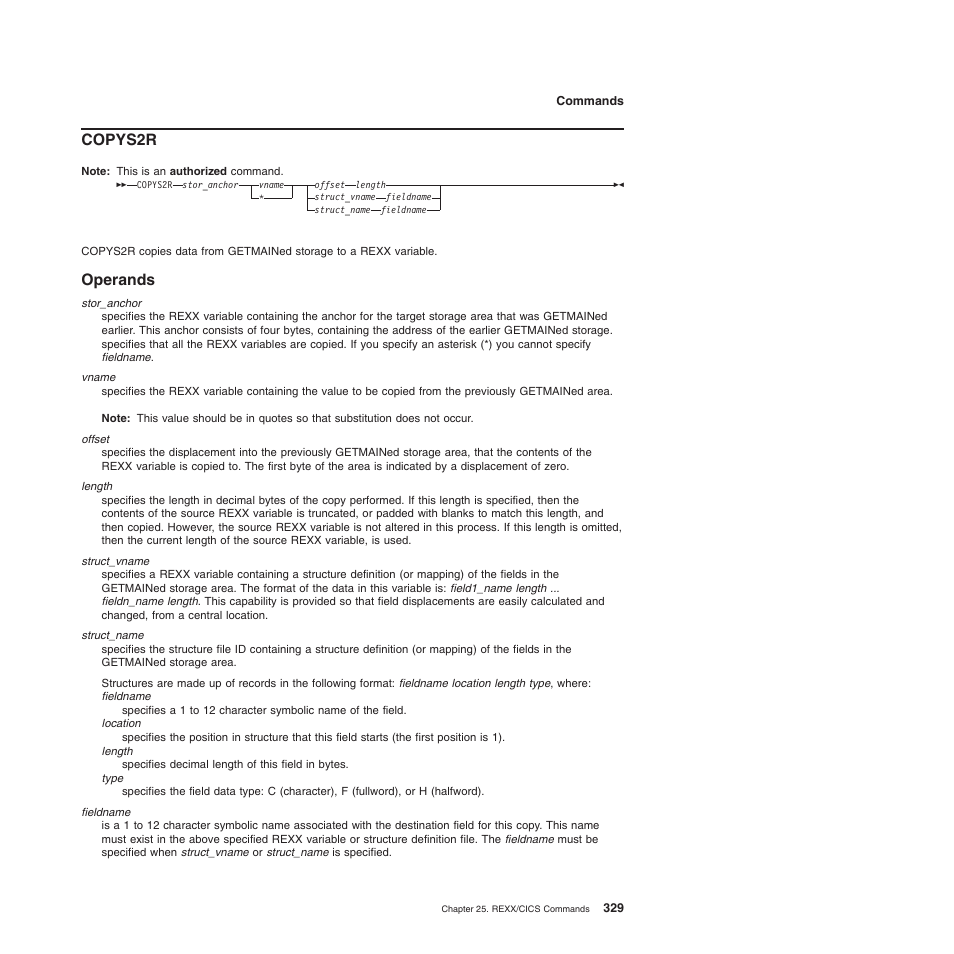 Copys2r, Operands | IBM SC34-5764-01 User Manual | Page 351 / 481