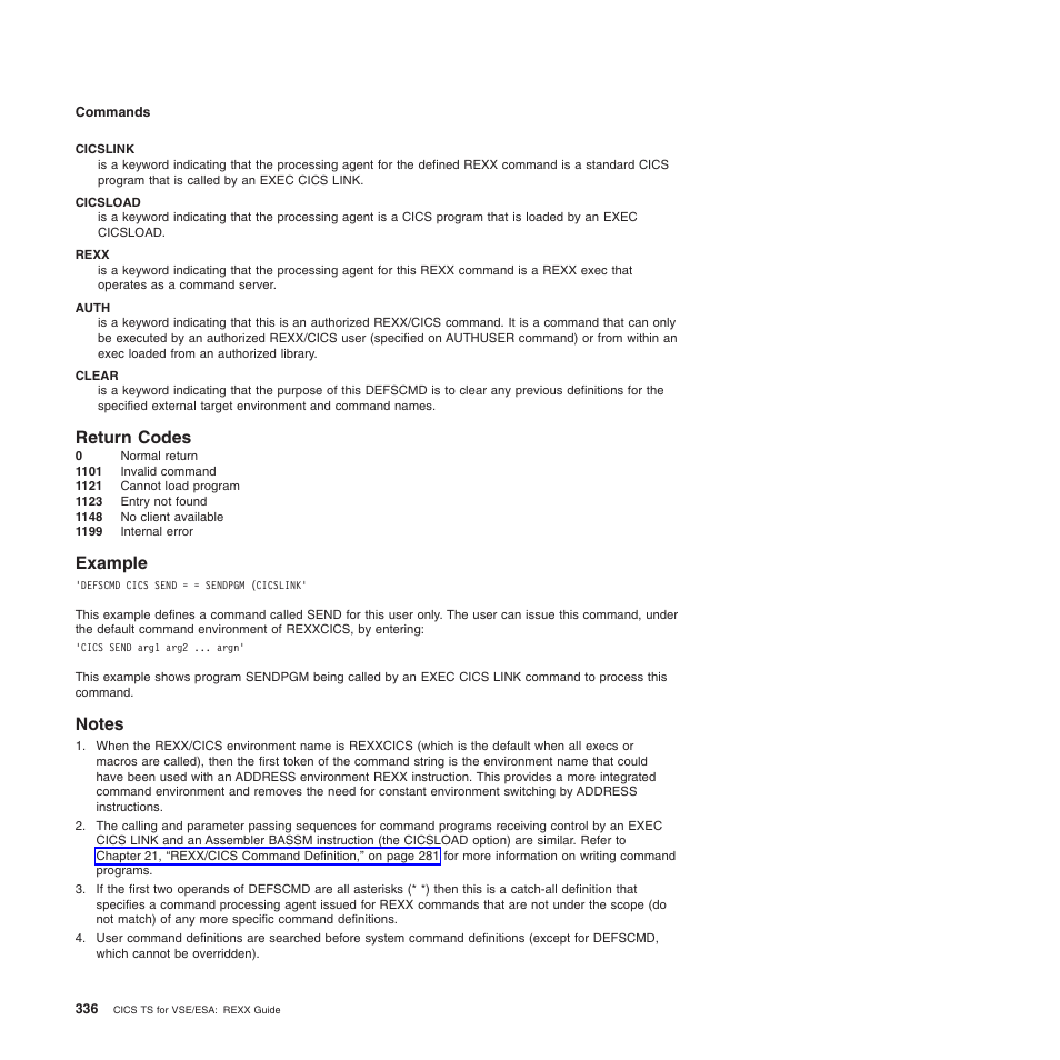 Return codes, Example, Notes | Return codes example notes | IBM SC34-5764-01 User Manual | Page 358 / 481