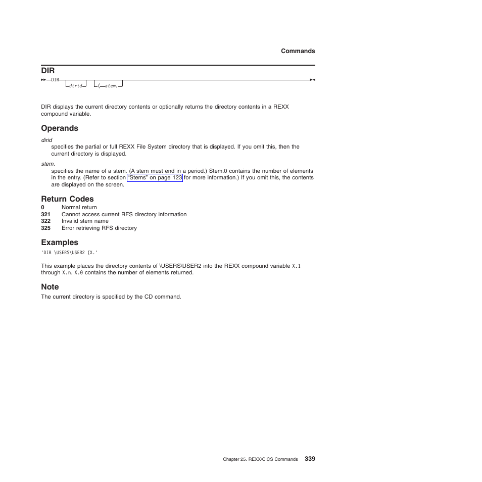 Operands, Return codes, Examples | Note, Operands return codes examples note | IBM SC34-5764-01 User Manual | Page 361 / 481