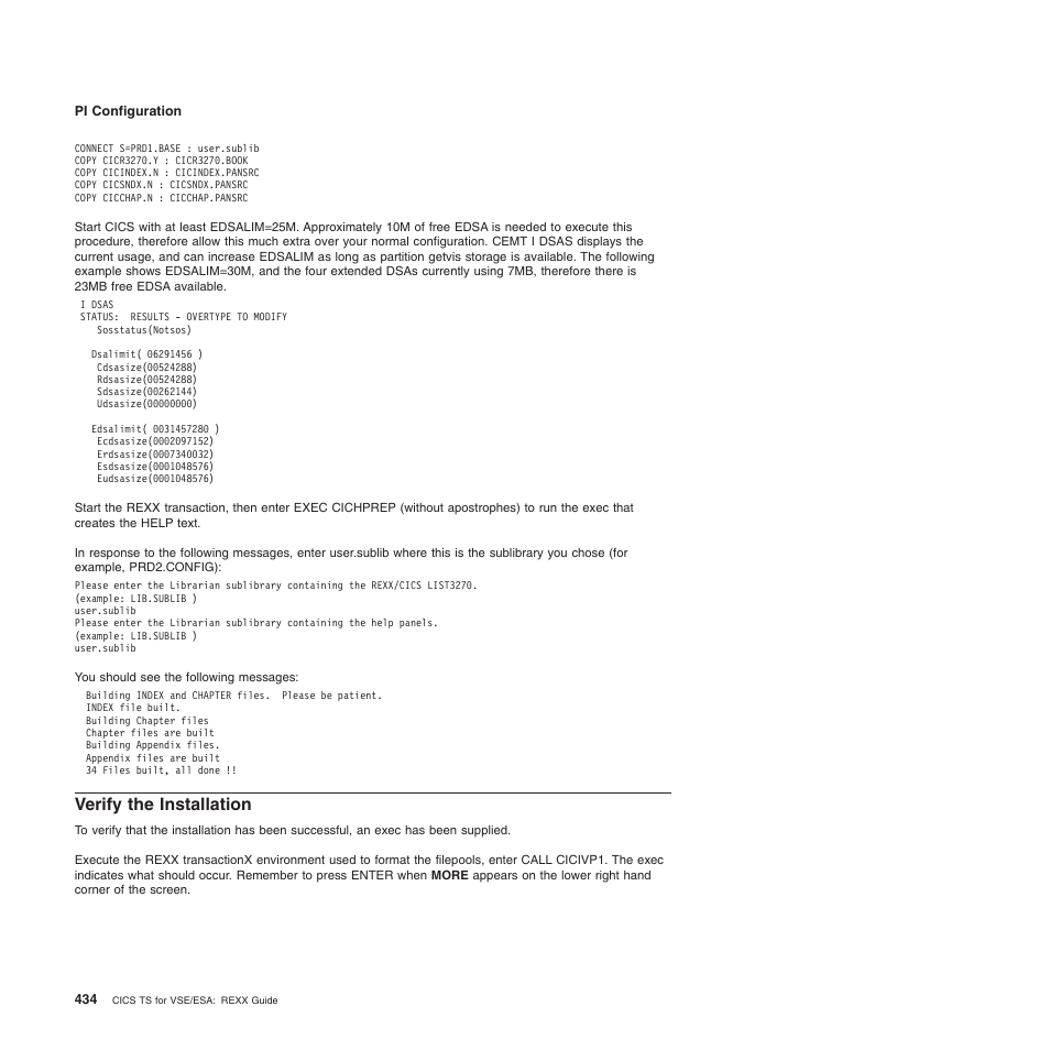 Verify the installation | IBM SC34-5764-01 User Manual | Page 456 / 481