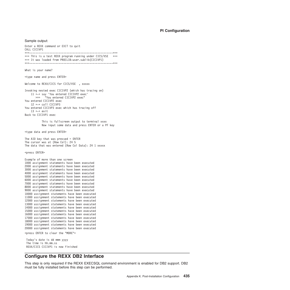 Configure the rexx db2 interface | IBM SC34-5764-01 User Manual | Page 457 / 481