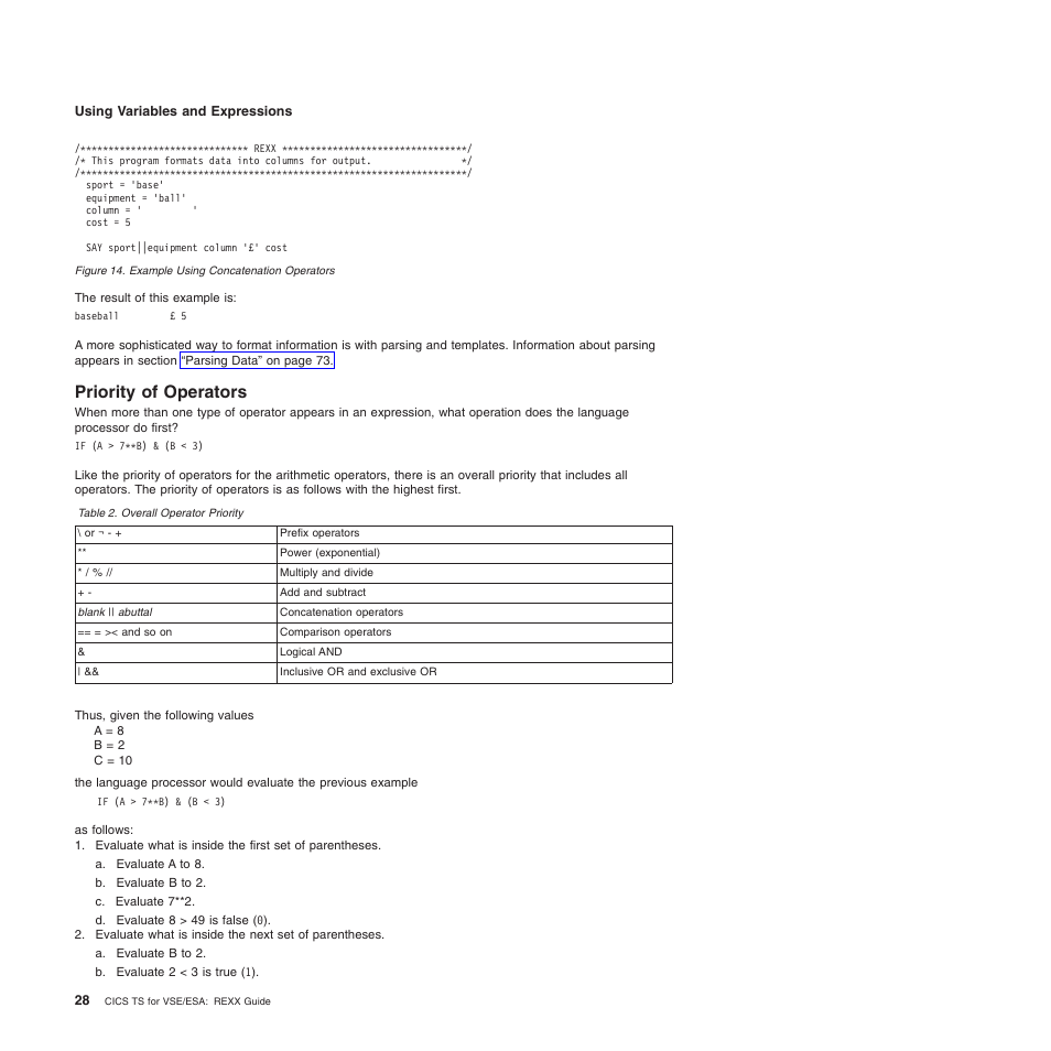 Priority of operators | IBM SC34-5764-01 User Manual | Page 50 / 481