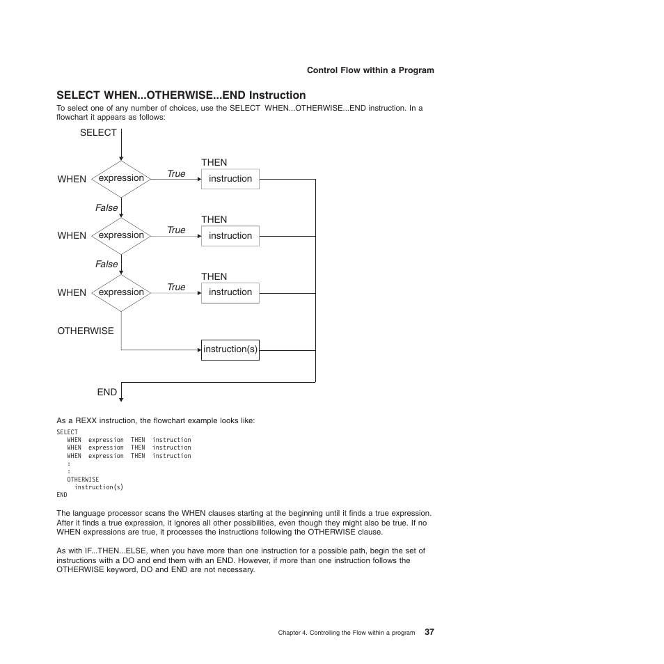 Select when...otherwise...end instruction | IBM SC34-5764-01 User Manual | Page 59 / 481