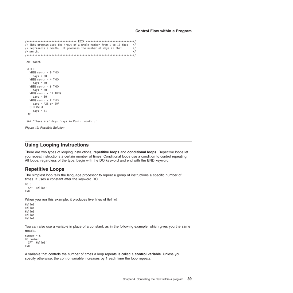 Using looping instructions, Repetitive loops | IBM SC34-5764-01 User Manual | Page 61 / 481