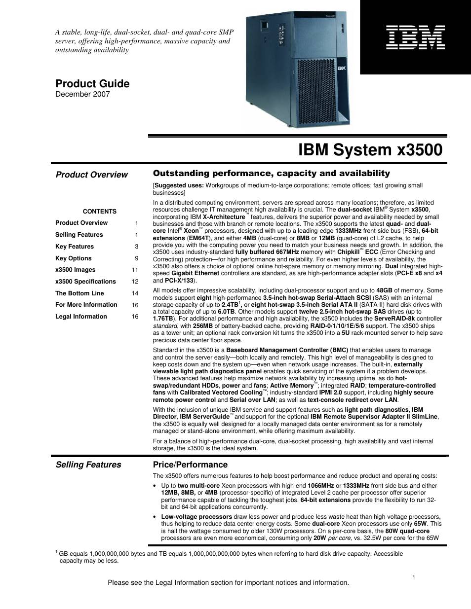 IBM X3500 User Manual | 16 pages