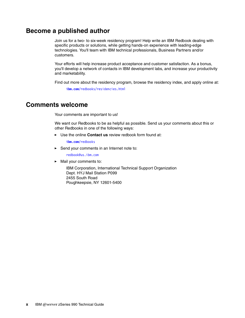 Become a published author, Comments welcome | IBM 990 User Manual | Page 12 / 284