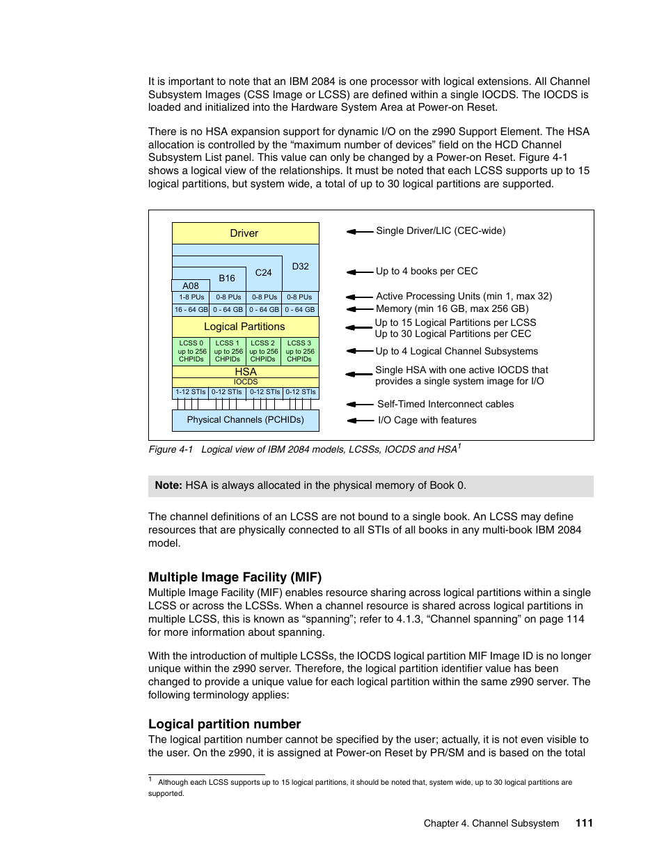 Multiple image facility (mif), Logical partition number | IBM 990 User Manual | Page 123 / 284