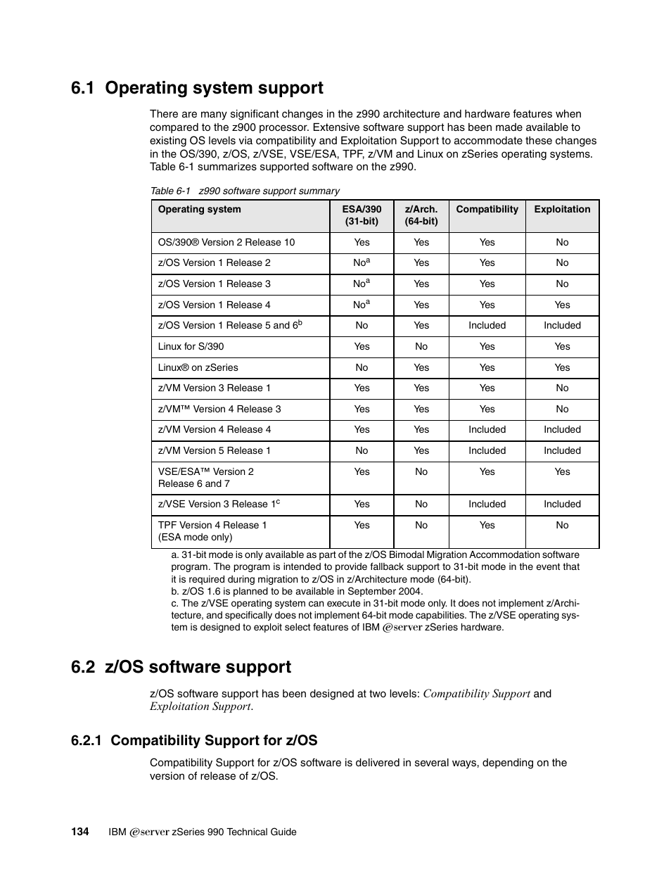 1 operating system support, 2 z/os software support, 1 compatibility support for z/os | IBM 990 User Manual | Page 146 / 284