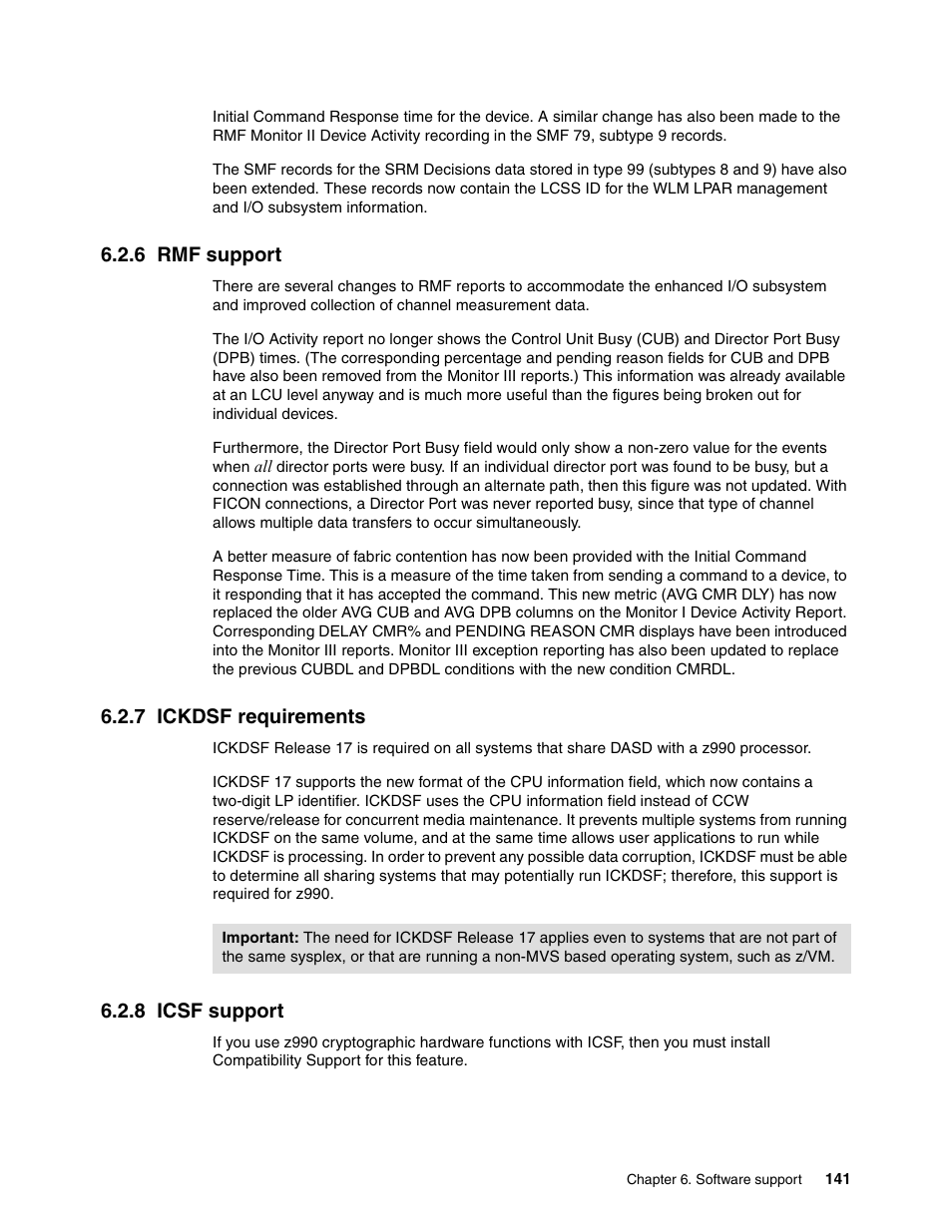 6 rmf support, 7 ickdsf requirements, 8 icsf support | IBM 990 User Manual | Page 153 / 284