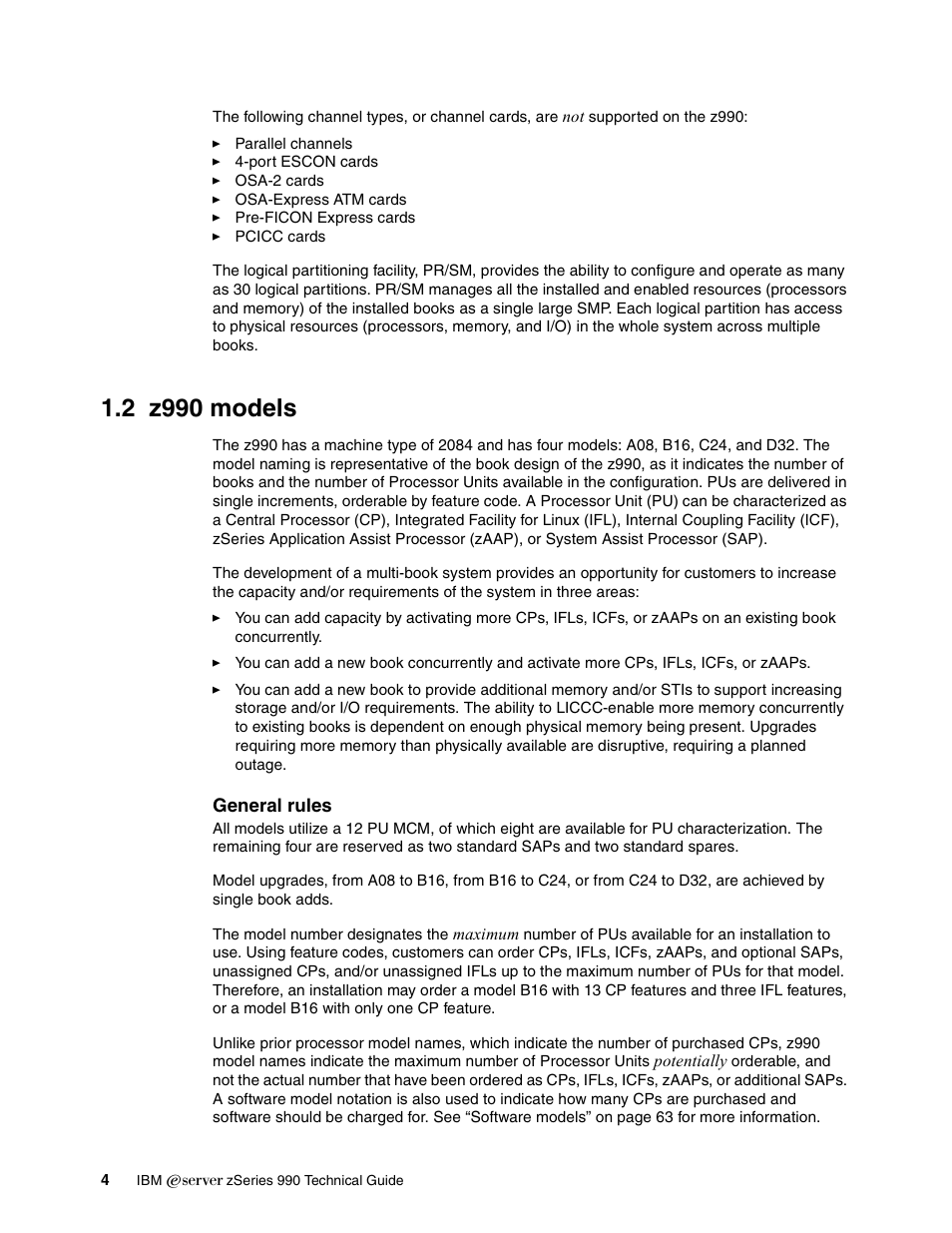 2 z990 models | IBM 990 User Manual | Page 16 / 284