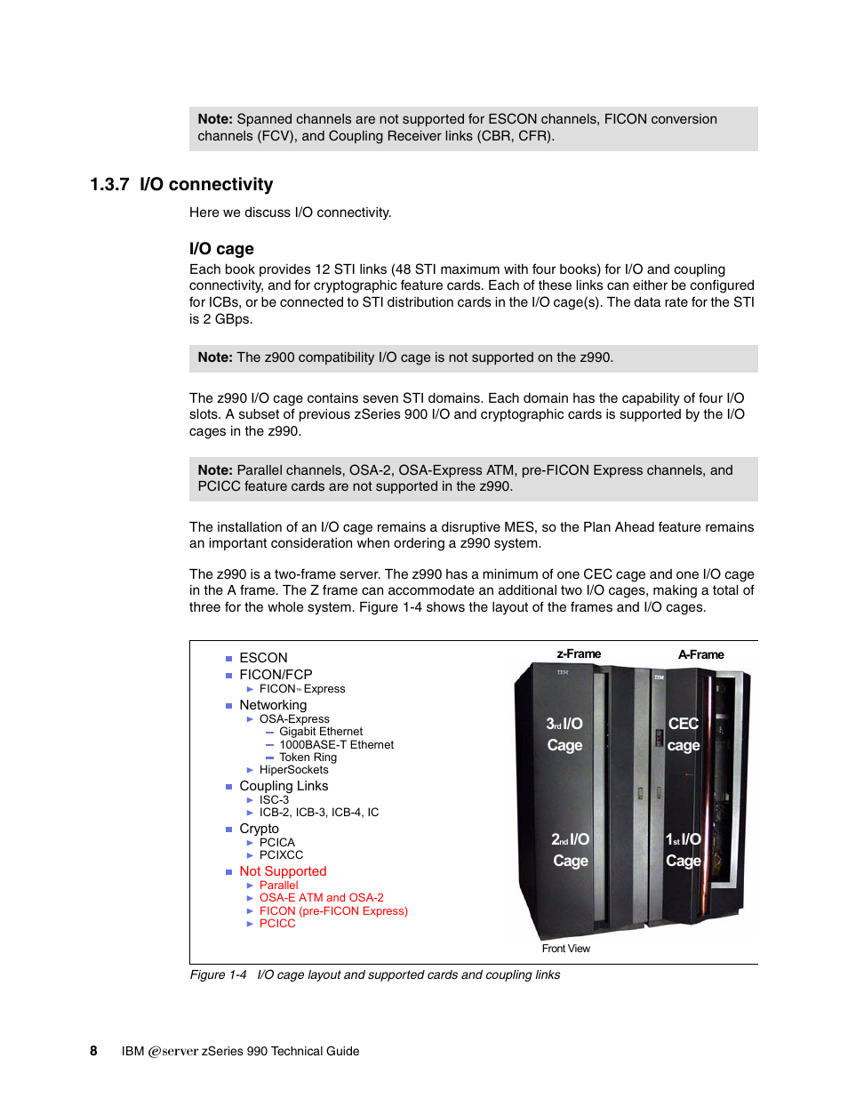 7 i/o connectivity, I/o cage | IBM 990 User Manual | Page 20 / 284