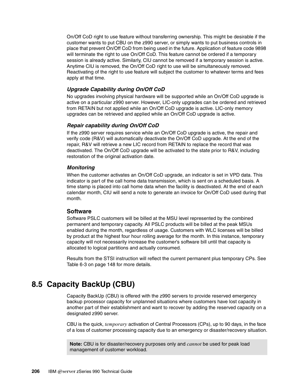 5 capacity backup (cbu) | IBM 990 User Manual | Page 218 / 284