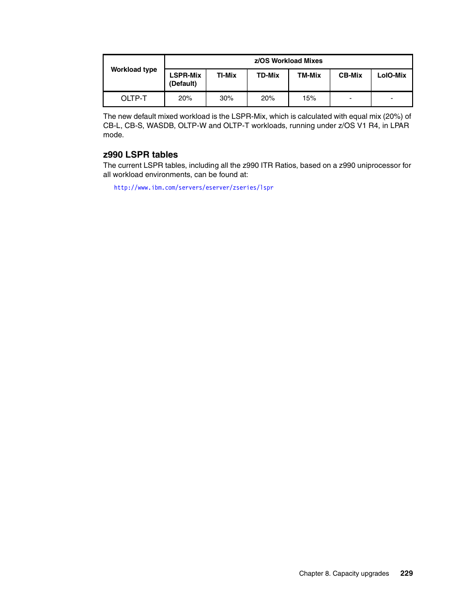 Z990 lspr tables | IBM 990 User Manual | Page 241 / 284