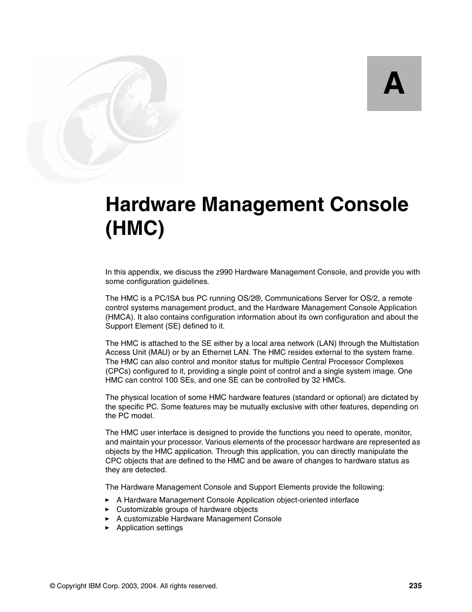 Appendix a. hardware management console (hmc), Hardware management console (hmc) | IBM 990 User Manual | Page 247 / 284