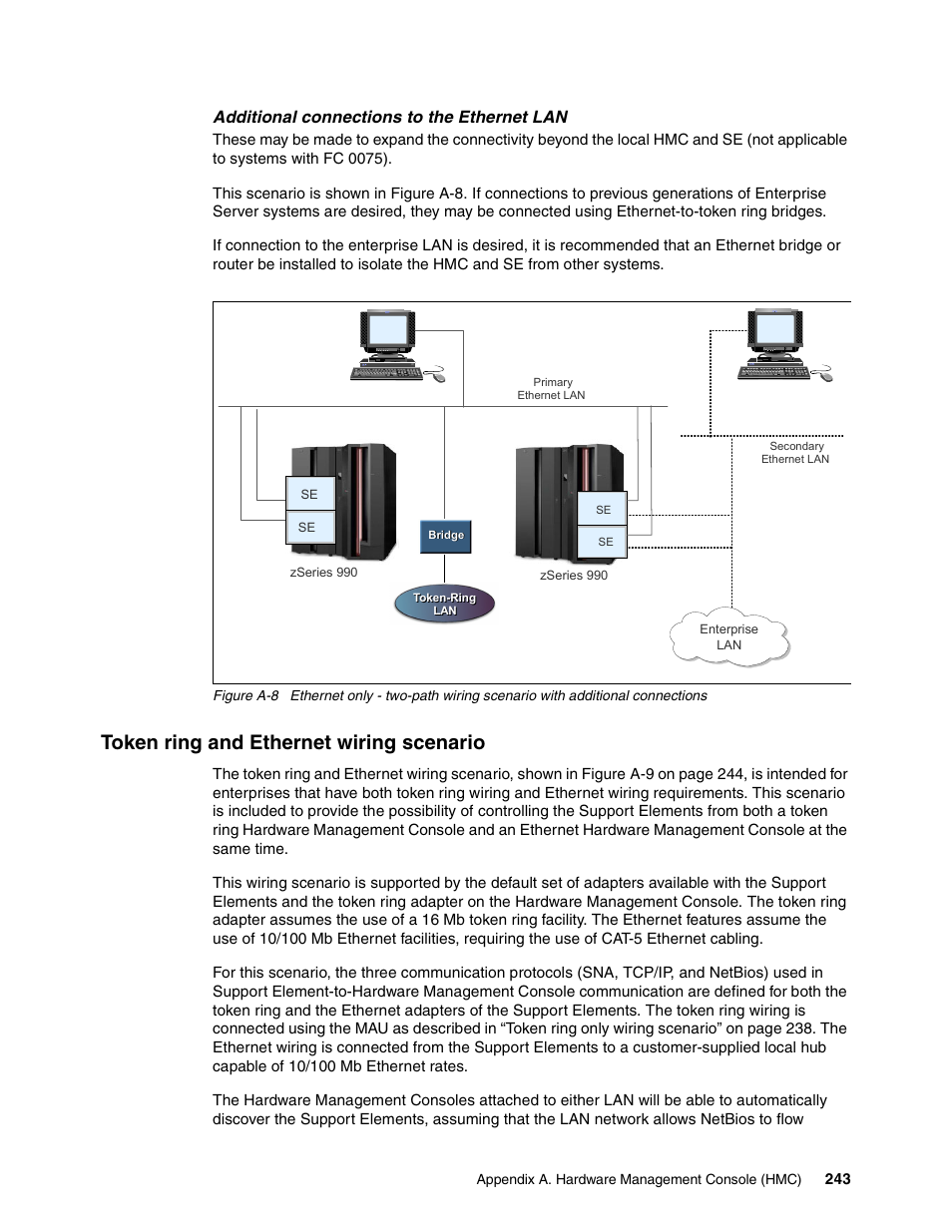 Token ring and ethernet wiring scenario, Additional connections to the ethernet lan | IBM 990 User Manual | Page 255 / 284