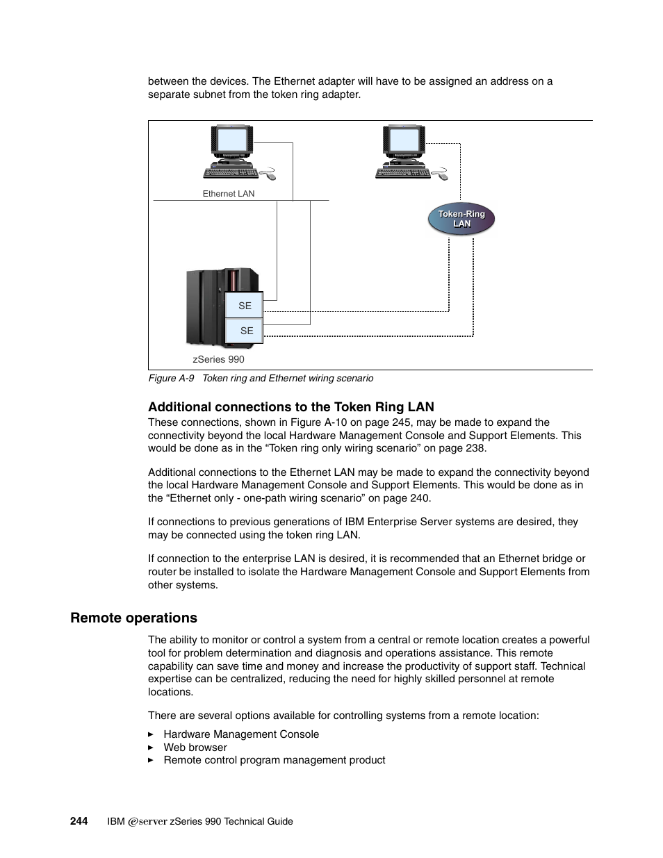 Remote operations, Additional connections to the token ring lan | IBM 990 User Manual | Page 256 / 284