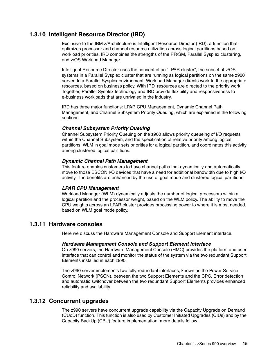 10 intelligent resource director (ird), 11 hardware consoles, 12 concurrent upgrades | IBM 990 User Manual | Page 27 / 284