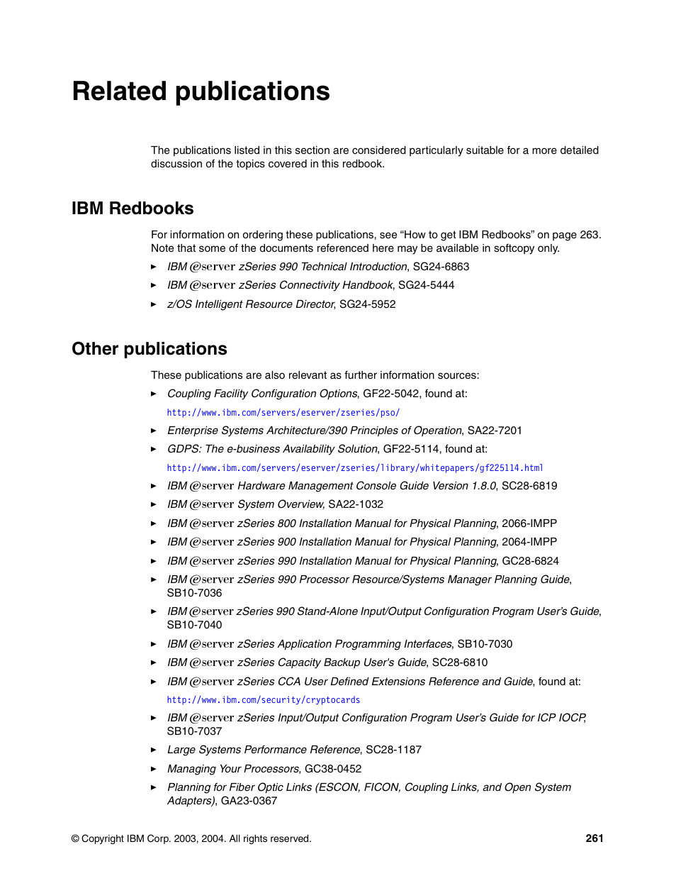 Related publications, Ibm redbooks, Other publications | Ibm redbooks other publications | IBM 990 User Manual | Page 273 / 284