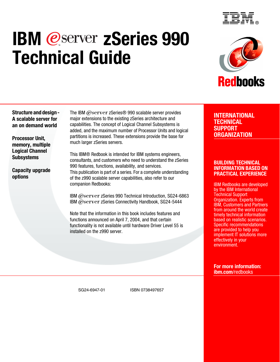 Back cover, Zseries 990 technical guide | IBM 990 User Manual | Page 284 / 284