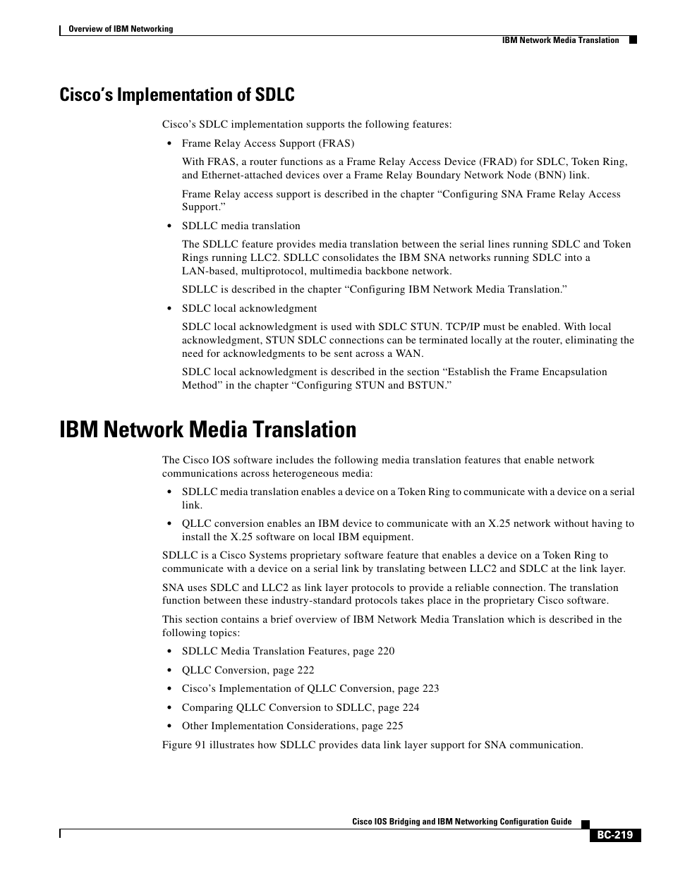 Cisco’s implementation of sdlc, Ibm network media translation | IBM BC-203 User Manual | Page 17 / 52