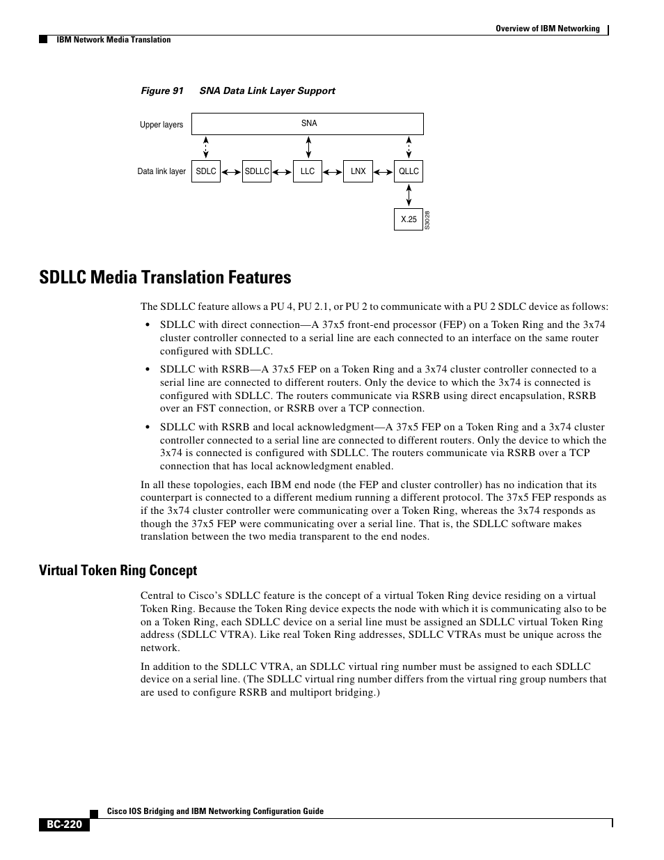 Sdllc media translation features, Virtual token ring concept, Figure 91 il | IBM BC-203 User Manual | Page 18 / 52