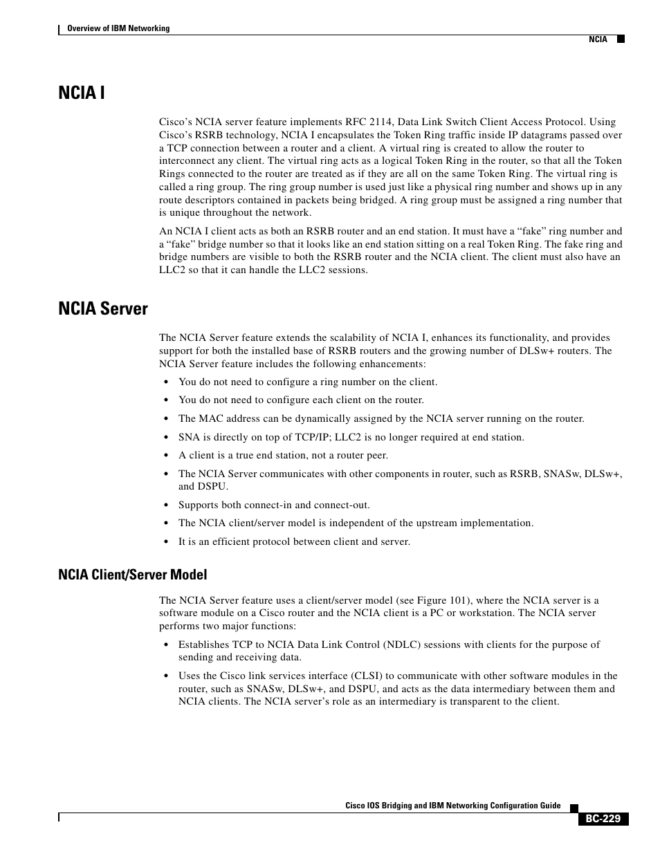 Ncia i, Ncia server, Ncia client/server model | IBM BC-203 User Manual | Page 27 / 52