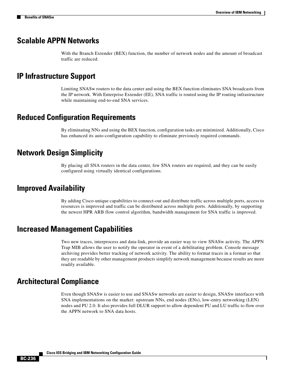 Scalable appn networks, Ip infrastructure support, Reduced configuration requirements | Network design simplicity, Improved availability, Increased management capabilities, Architectural compliance | IBM BC-203 User Manual | Page 34 / 52