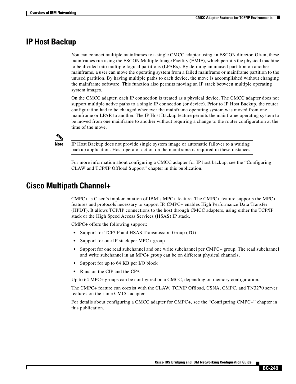 Ip host backup, Cisco multipath channel | IBM BC-203 User Manual | Page 47 / 52