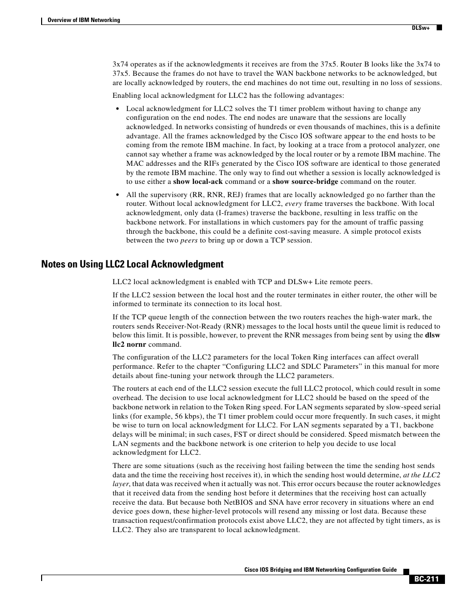 Notes on using llc2 local acknowledgment | IBM BC-203 User Manual | Page 9 / 52