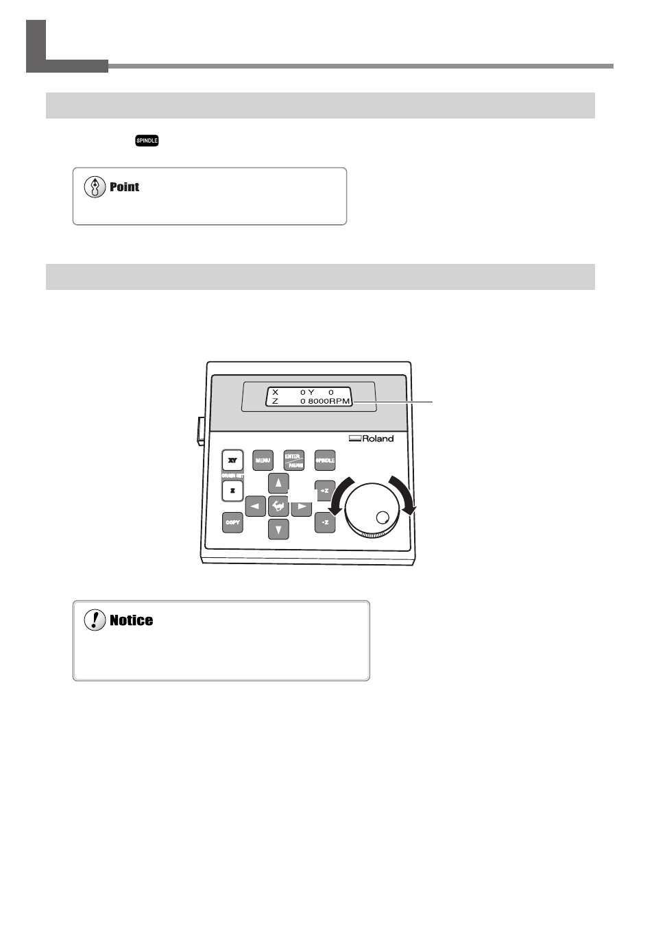 4. starting and stopping spindle rotation, Using buttons to start and stop rotation, Adjusting the spindle rotating speed | IBM EGX-400 User Manual | Page 32 / 149