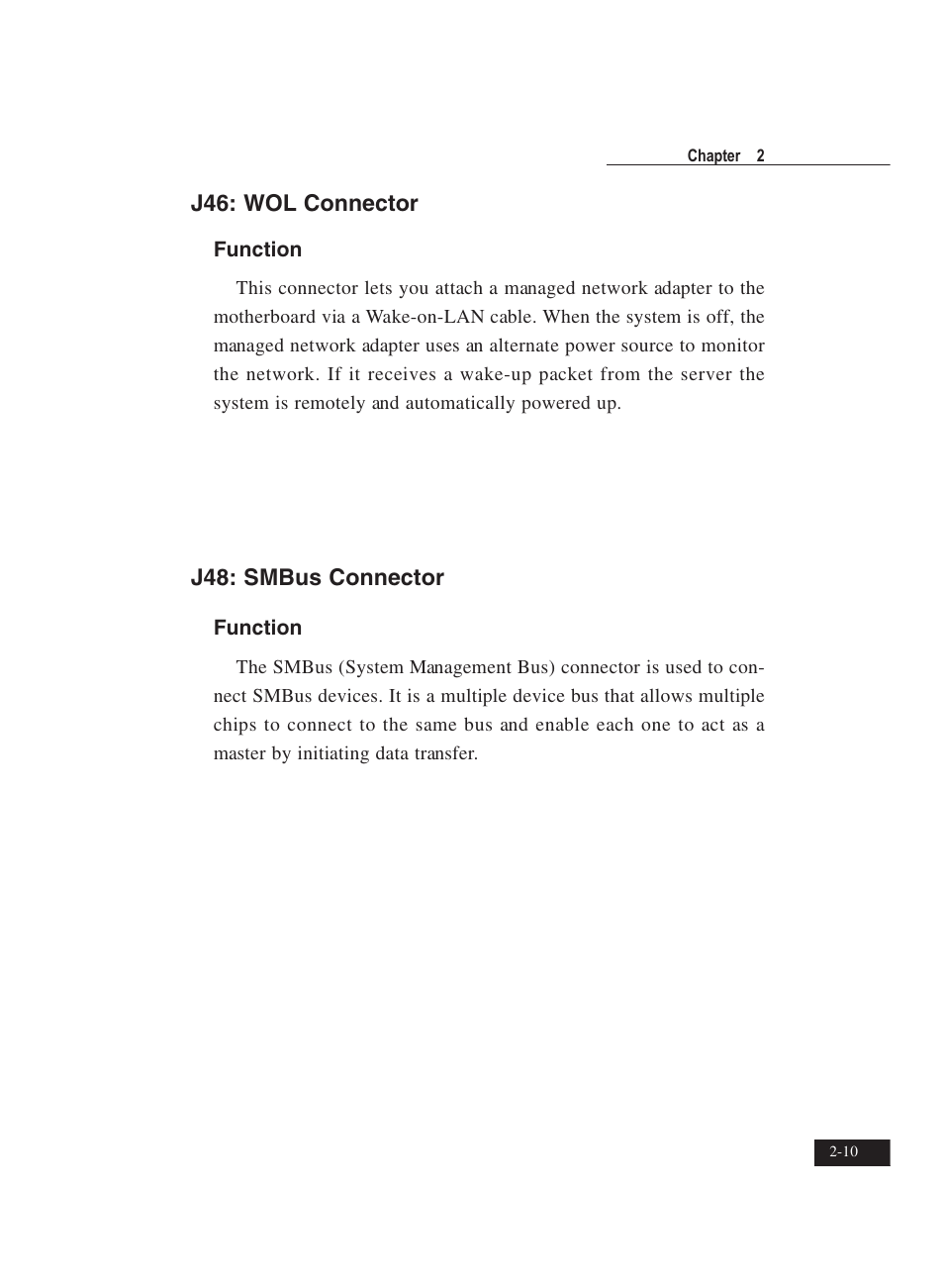 J46: wol connector, J48: smbus connector | IBM Motherboard DJ800 User Manual | Page 23 / 56