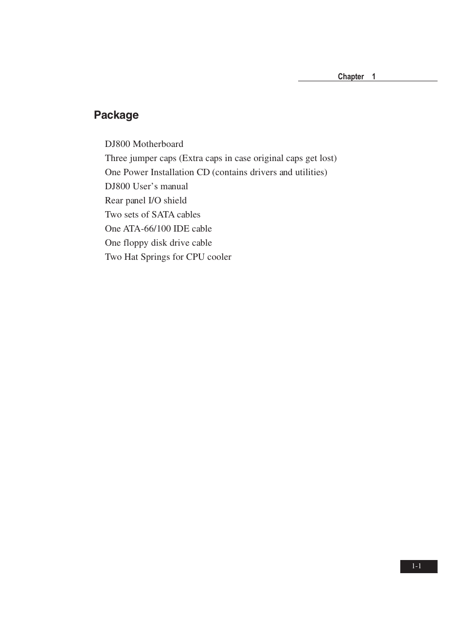 Package | IBM Motherboard DJ800 User Manual | Page 7 / 56
