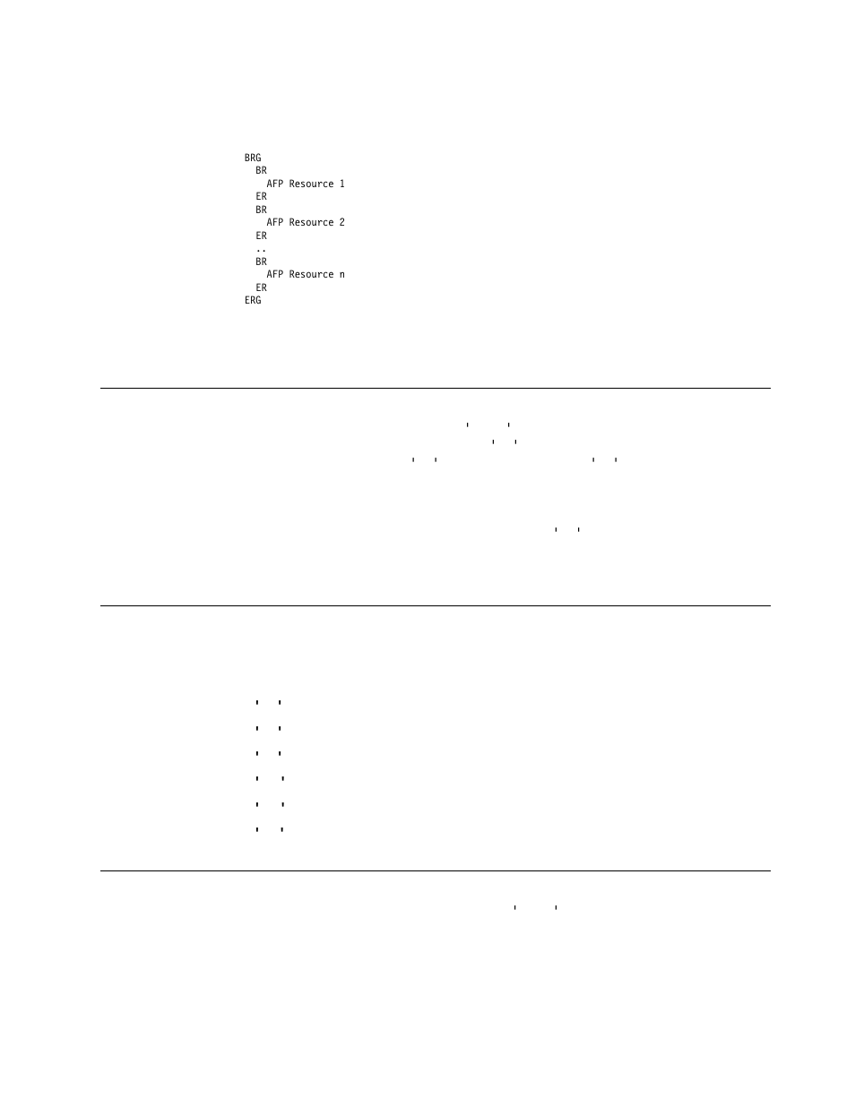 Begin resource group (brg) structured field, Begin resource (br) structured field | IBM S544-5285-01 User Manual | Page 209 / 255