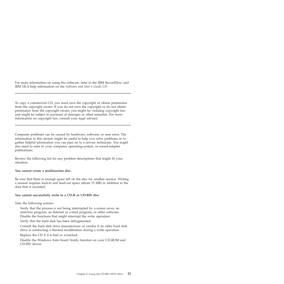 Backing up a cd, Problem solving | IBM ThinkPad 22P6982 User Manual | Page 19 / 42