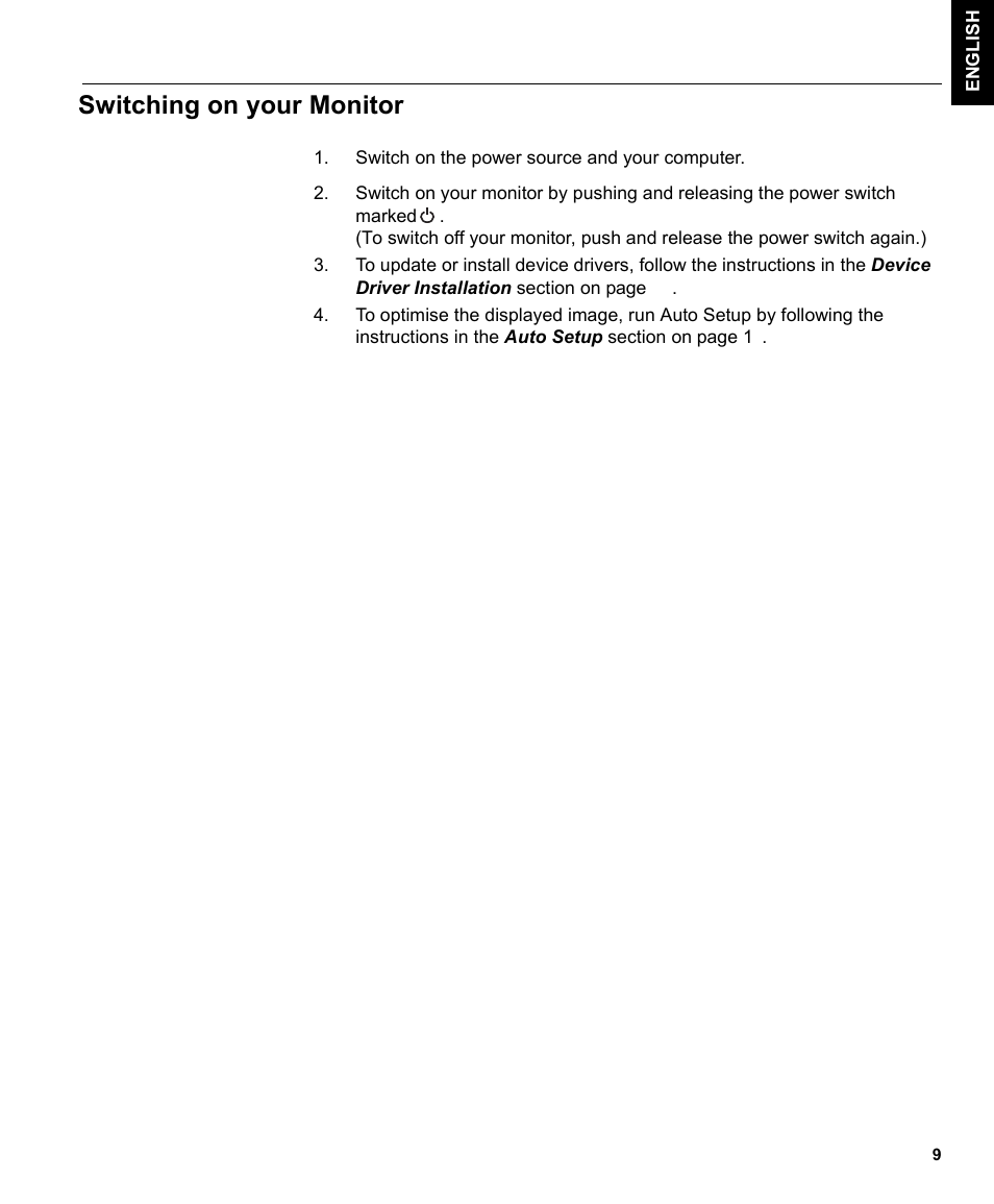 Switching on your monitor | IBM 150P User Manual | Page 11 / 35