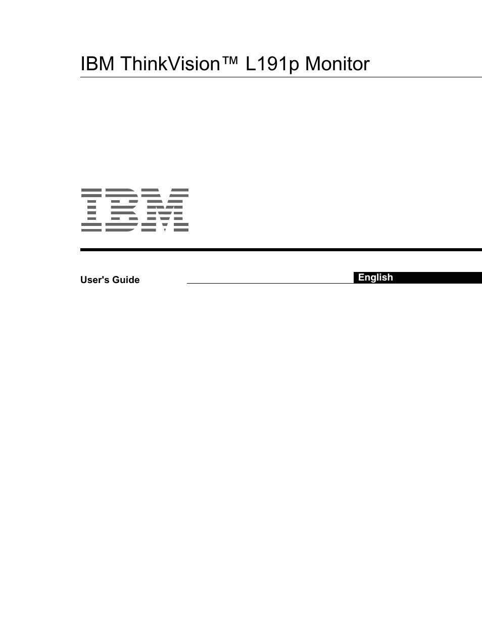 IBM L191p User Manual | 38 pages