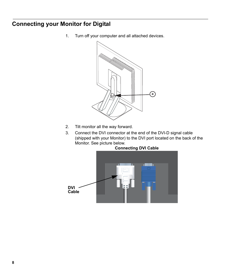 Connecting your monitor for digital | IBM L191p User Manual | Page 10 / 38