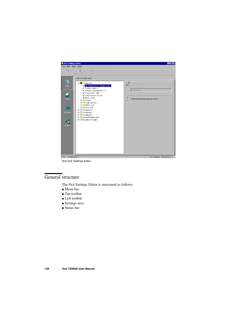 General structure, General structure 128 | IBM Oce TDS800 User Manual | Page 128 / 281