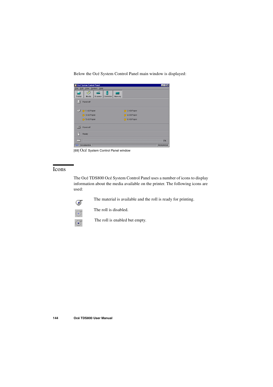 Icons, Icons 144 | IBM Oce TDS800 User Manual | Page 144 / 281