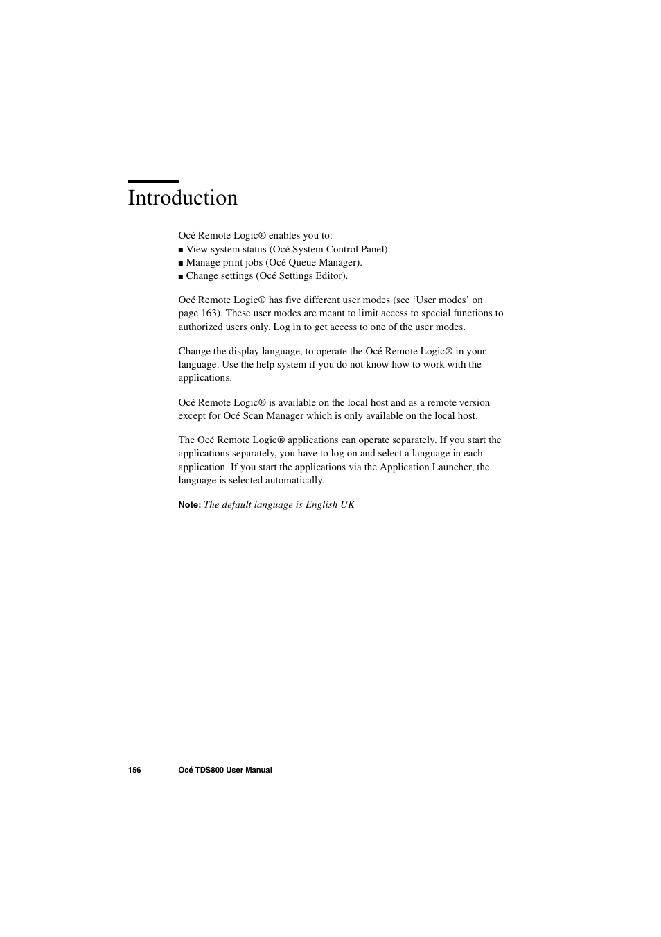 Introduction, Introduction 156 | IBM Oce TDS800 User Manual | Page 156 / 281