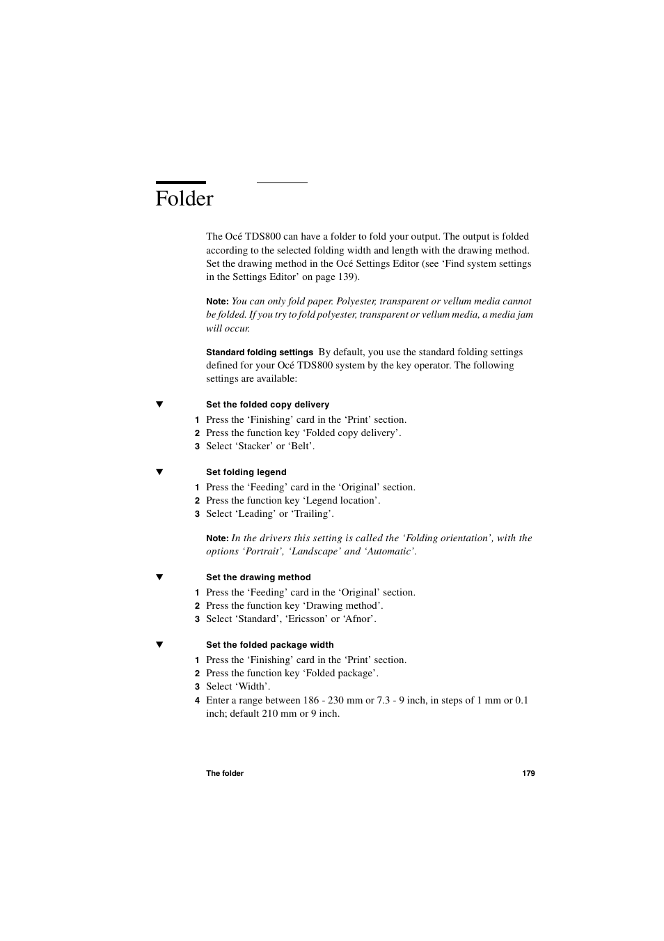 Folder, Folder 179 | IBM Oce TDS800 User Manual | Page 179 / 281