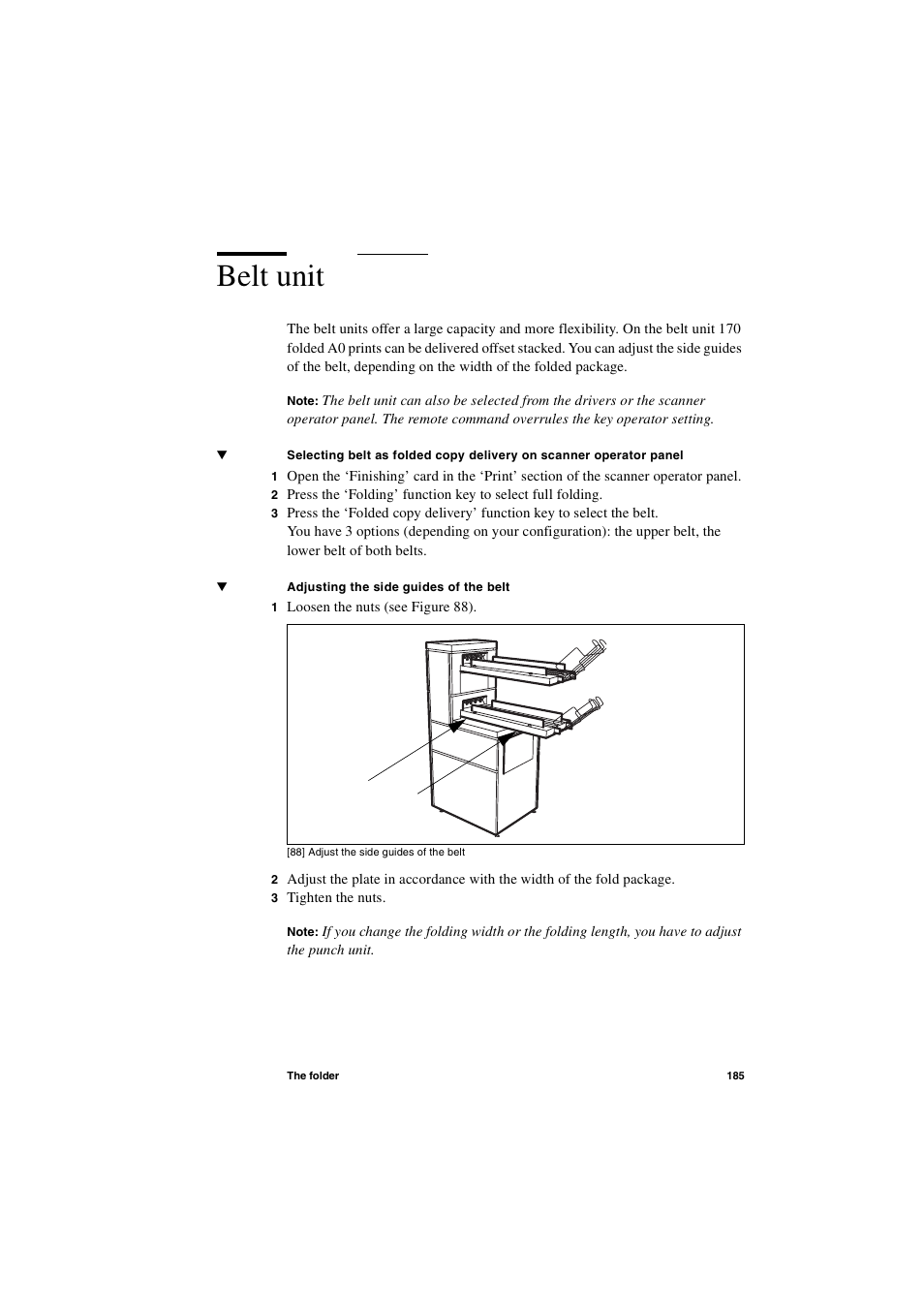 Belt unit, Belt unit 185 | IBM Oce TDS800 User Manual | Page 185 / 281