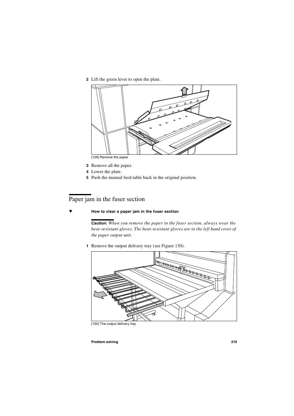 Paper jam in the fuser section, Paper jam in the fuser section 219 | IBM Oce TDS800 User Manual | Page 219 / 281