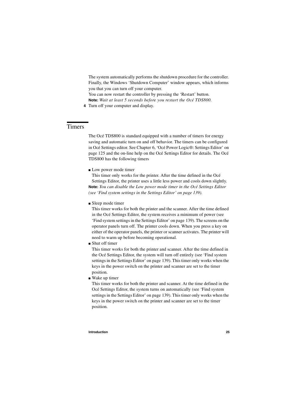 Timers, Timers 25 | IBM Oce TDS800 User Manual | Page 25 / 281