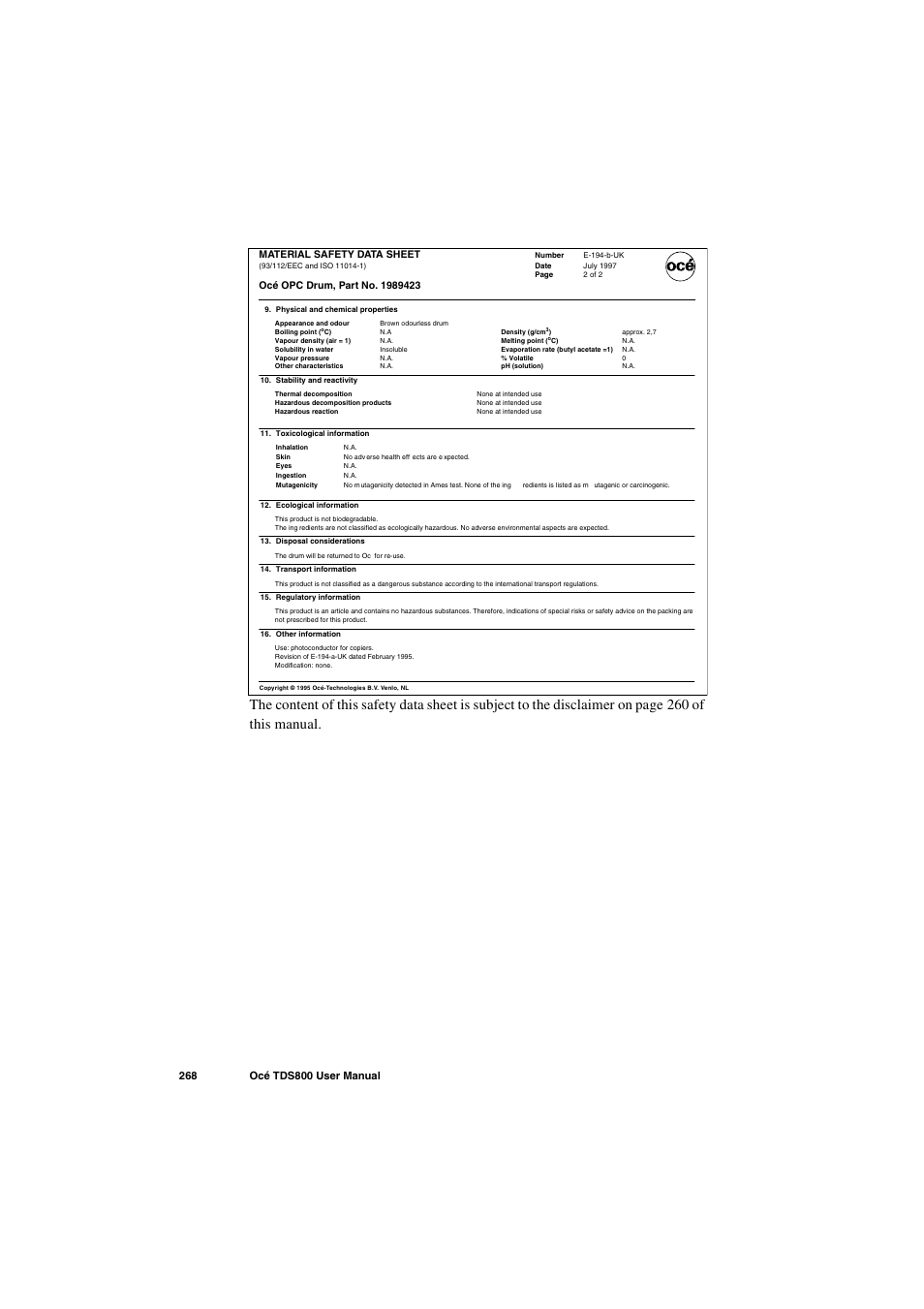 IBM Oce TDS800 User Manual | Page 268 / 281